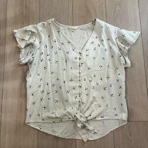 Sim & Sam Women's Floral V-Neck Button Blouse Size XL